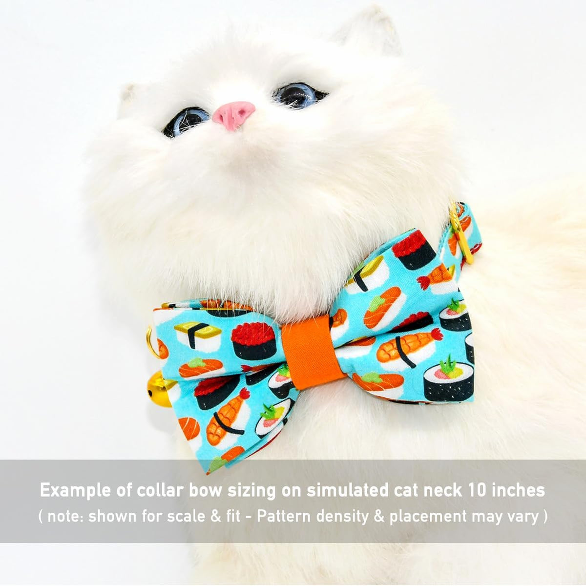 Sushi-Themed Cat Collar and Bow Tie Set with Breakaway Safety Feature, Ideal for Weddings and Birthdays