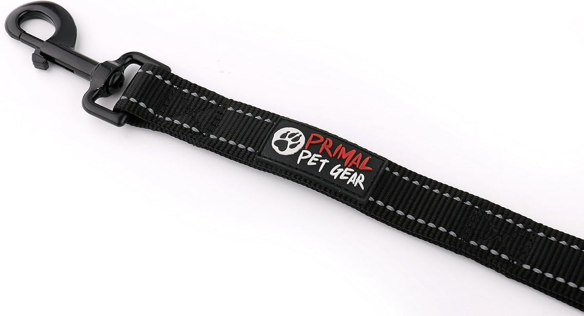 6Ft Heavy Duty Dog Leash with Padded Traffic Handles, Reflective Dual Handles for Enhanced Control and Safety Training, Suitable for Large and Medium Dogs (Black)