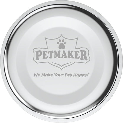Set of 2 Stainless Steel Dog Bowls with Decorative Stand - 40 Oz Metal Food and Water Dishes for Large Pets - Essential Puppy Accessories (Silver/Black)