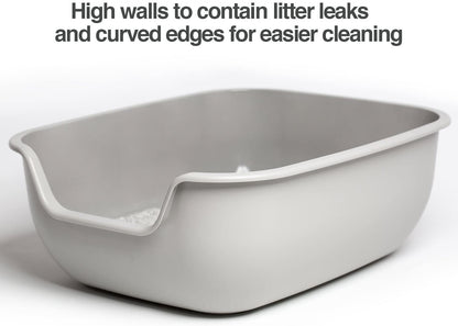 Betterbox Large Non-Stick Litter Box with Pet-Safe Coating for Effortless Cleaning and Open-Top Design, Constructed from Durable ABS Plastic