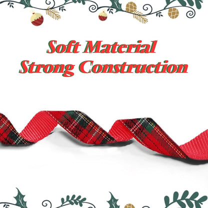 Christmas Buffalo Plaid Dog Collar and Leash Set with Removable Bowtie for Large Dogs
