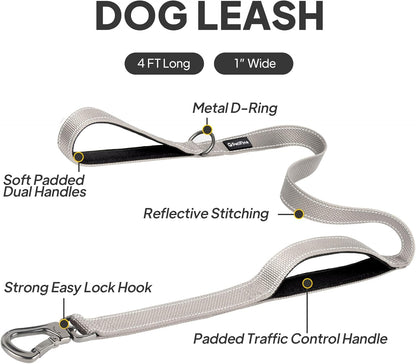 4-Foot Heavy-Duty Dog Leash with Comfort Padded Dual Handles