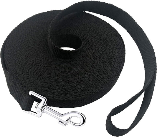 Long Dog Leash for Obedience Recall Training - Available in 15FT, 20FT, 30FT, 40FT, and 50FT for Small and Medium Dogs - Ideal for Camping, Training, Play, and Backyard Use (20FT, Black)