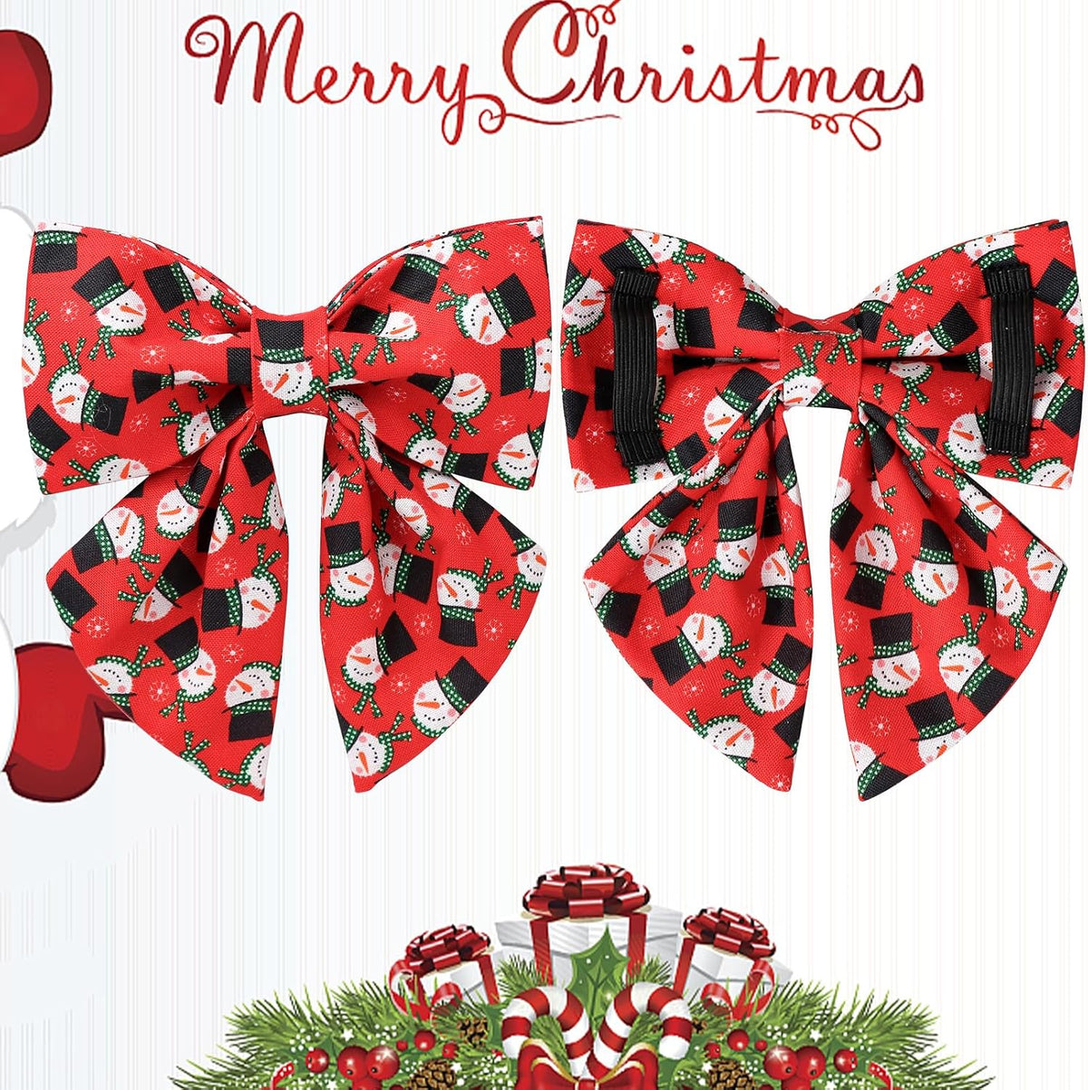 Christmas Dog Collar with Bow Tie, Christmas Collar for Puppy Girl Boy Dog or Cat, Bowtie Dogs Collars with Durable Metal Buckle, Cute Pet Collars, XS