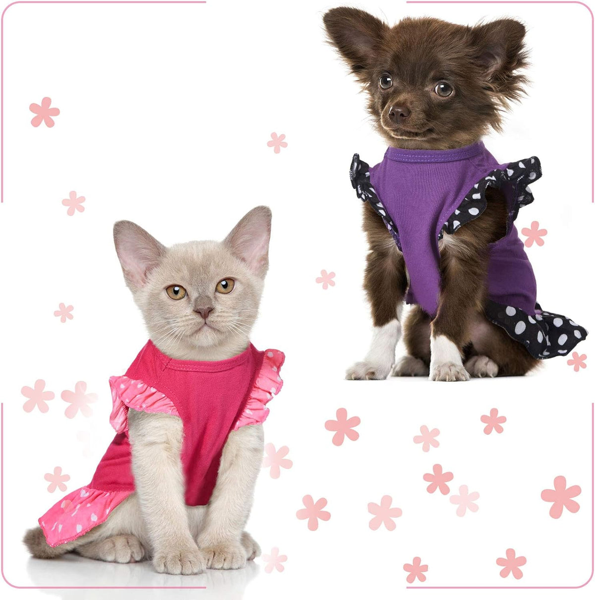 Love and Me Dog Dresses Set - Available in Sizes XS, S, M, and L, Medium Size Included