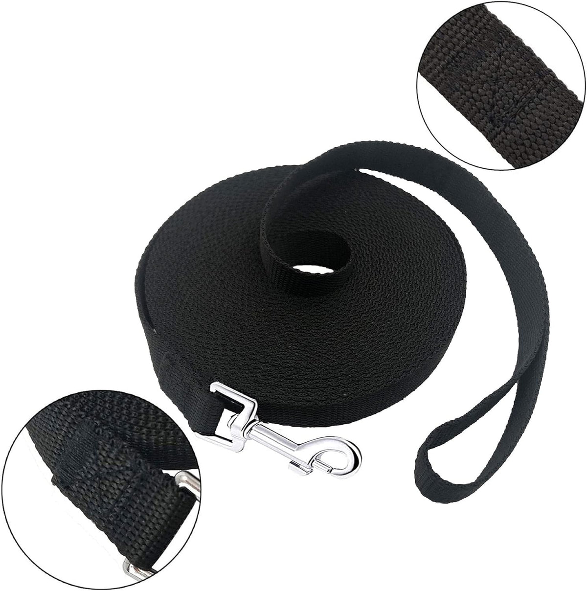 Long Dog Leash for Obedience Recall Training - Available in 15FT, 20FT, 30FT, 40FT, and 50FT for Small and Medium Dogs - Ideal for Camping, Training, Play, and Backyard Use (20FT, Black)