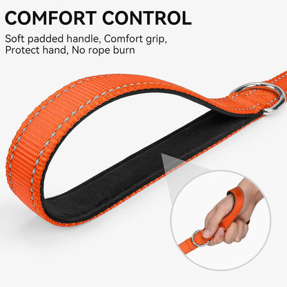 Reflective 5 FT x 1" Dog Leash for Medium and Large Breeds - Orange
