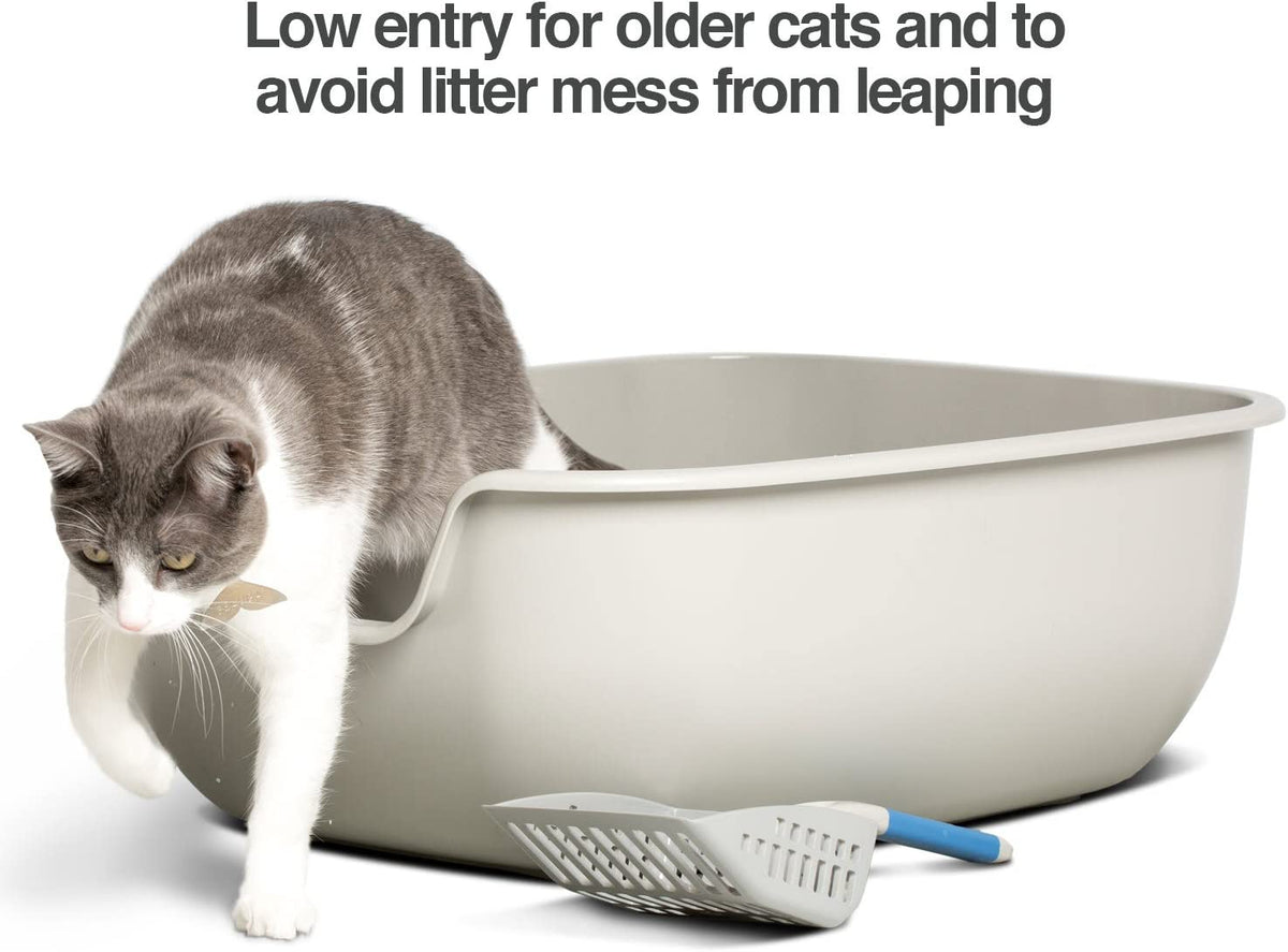 Betterbox Large Non-Stick Litter Box with Pet-Safe Coating for Effortless Cleaning and Open-Top Design, Constructed from Durable ABS Plastic