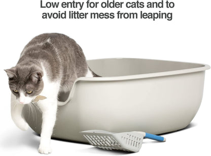 Betterbox Large Non-Stick Litter Box with Pet-Safe Coating for Effortless Cleaning and Open-Top Design, Constructed from Durable ABS Plastic