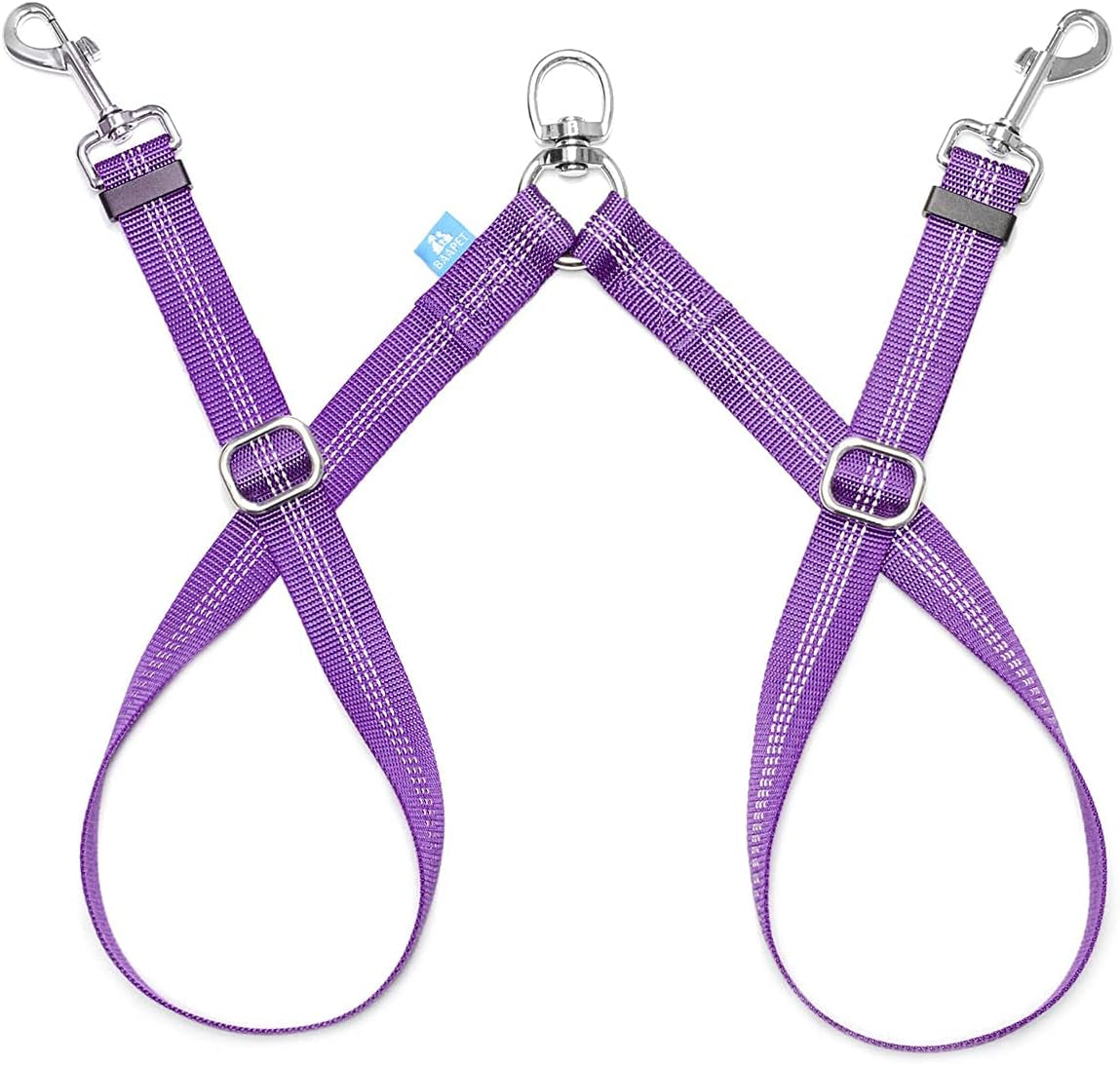 Double Dog Leash Splitter, Tangle Free Dual Dog Leash Coupler, Two Dog Walking and Training Extension for Small Medium or Large Dogs (1.0'' X 20~32 Inch, Purple)