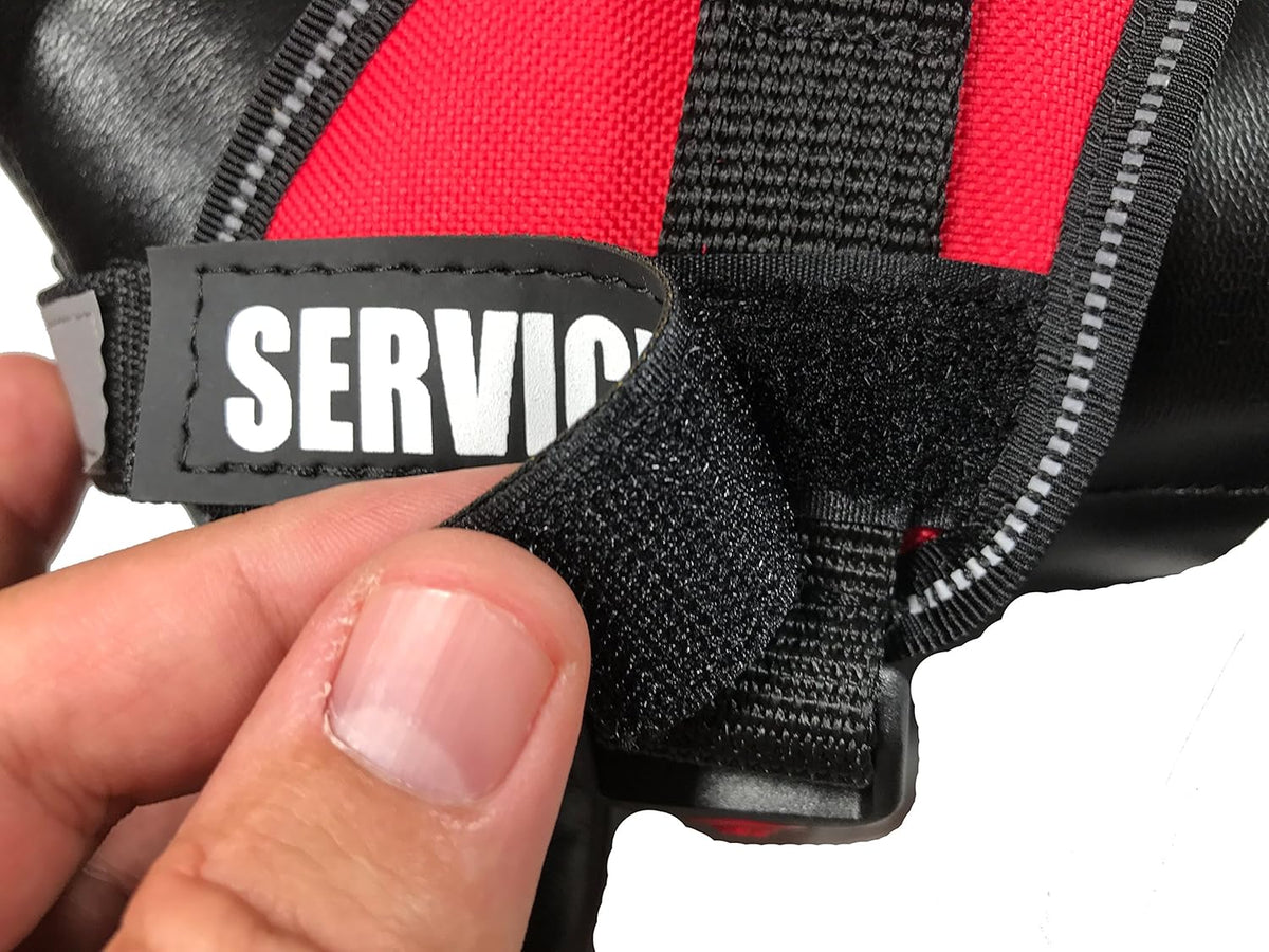 Reflective Service Dog Patches with Hook Backing for Service Animal Vests and Harnesses, Small (4.6 x 1 Inch)