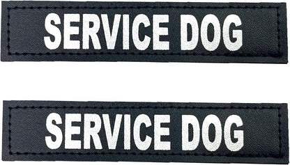 Reflective Service Dog Patches with Hook Backing for Service Animal Vests and Harnesses, Small (4.6 x 1 Inch)