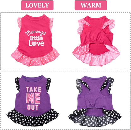 Love and Me Dog Dresses Set - Available in Sizes XS, S, M, and L, Medium Size Included