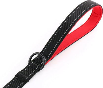 6Ft Heavy Duty Dog Leash with Padded Traffic Handles, Reflective Dual Handles for Enhanced Control and Safety Training, Suitable for Large and Medium Dogs (Black)