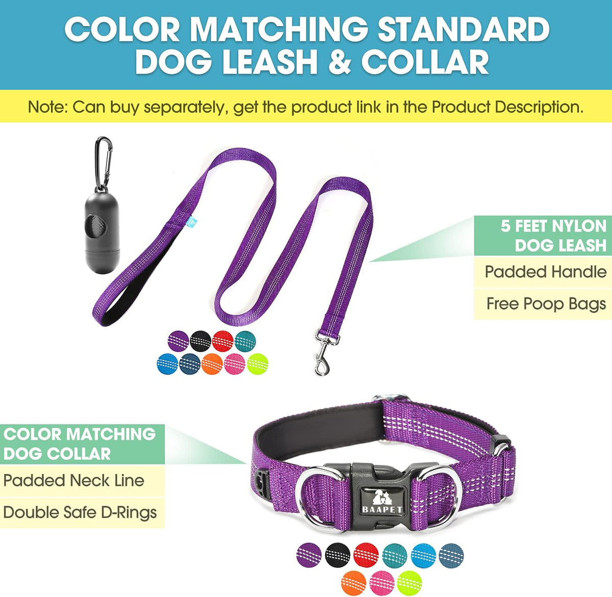 Double Dog Leash Splitter, Tangle Free Dual Dog Leash Coupler, Two Dog Walking and Training Extension for Small Medium or Large Dogs (1.0'' X 20~32 Inch, Purple)