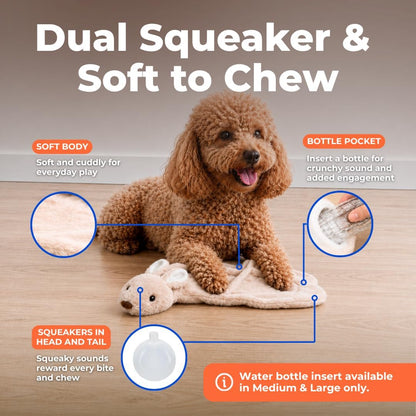 Medium 2-in-1 Stuffless Squeaky Dog Toy - Hare