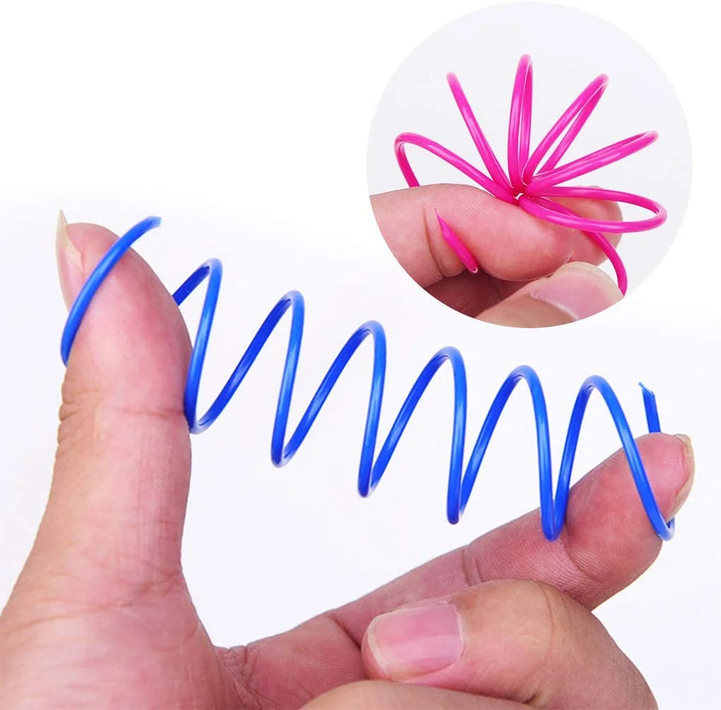 40-Pack Colorful Cat Spiral Springs - Durable Plastic Coils for Indoor Cats, Ideal for Swatting, Biting, and Hunting Activities
