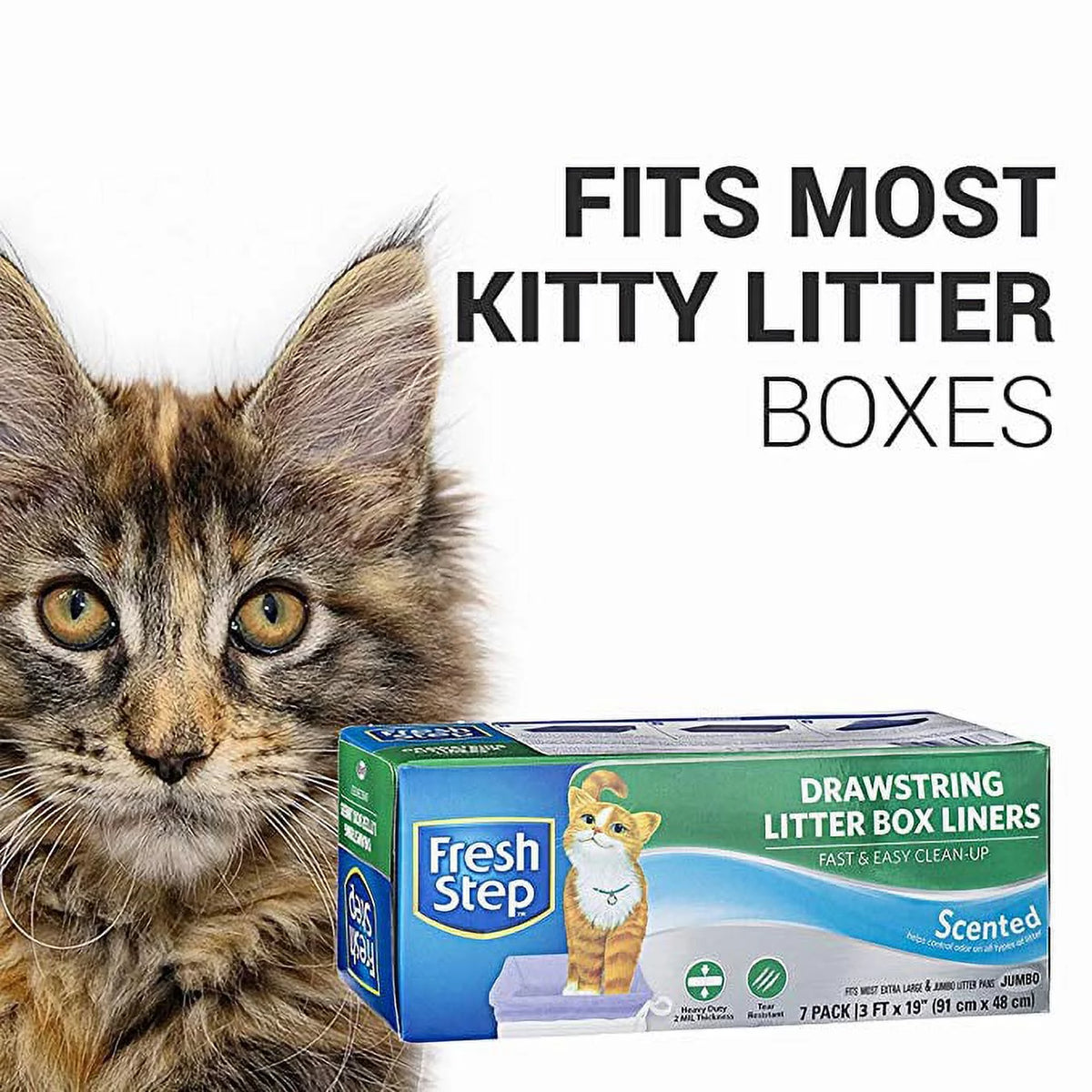 Drawstring Litter Box Liners Scented, Jumbo Size, 36" X 19" - 7 Count