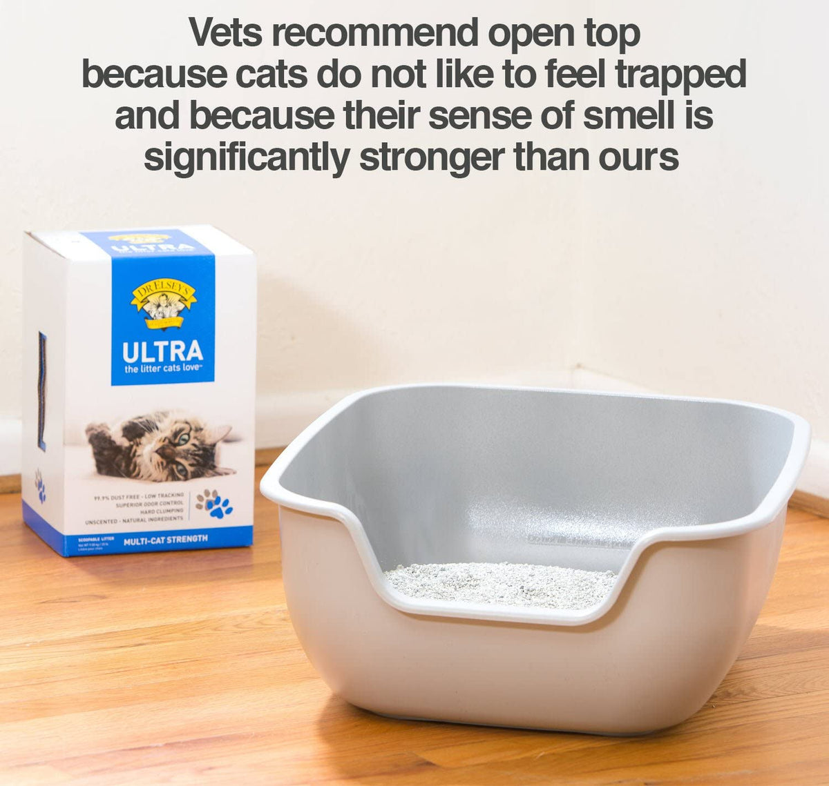 Betterbox Large Non-Stick Litter Box with Pet-Safe Coating for Effortless Cleaning and Open-Top Design, Constructed from Durable ABS Plastic