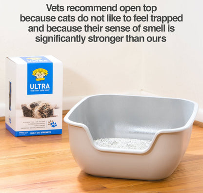Betterbox Large Non-Stick Litter Box with Pet-Safe Coating for Effortless Cleaning and Open-Top Design, Constructed from Durable ABS Plastic