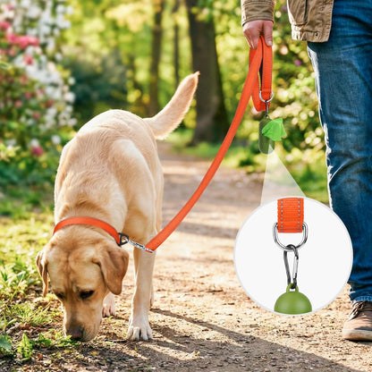 Reflective 5 FT x 1" Dog Leash for Medium and Large Breeds - Orange