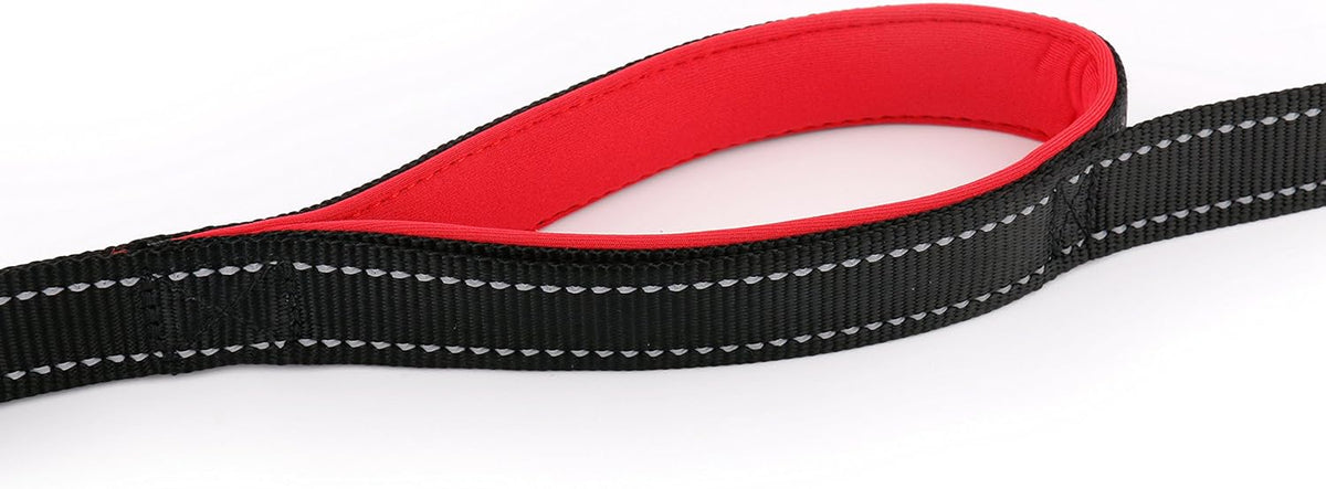 6Ft Heavy Duty Dog Leash with Padded Traffic Handles, Reflective Dual Handles for Enhanced Control and Safety Training, Suitable for Large and Medium Dogs (Black)
