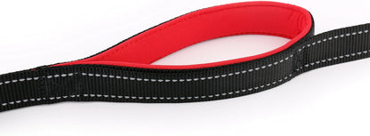 6Ft Heavy Duty Dog Leash with Padded Traffic Handles, Reflective Dual Handles for Enhanced Control and Safety Training, Suitable for Large and Medium Dogs (Black)