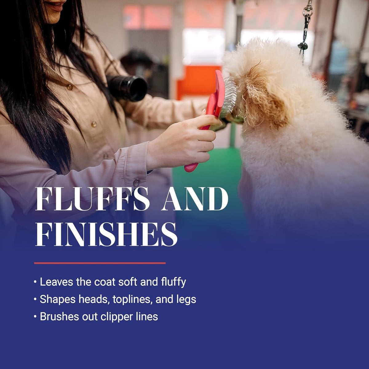 Big G Professional Slicker Brush for Dogs (Goldendoodles, Labradoodles, Poodles) - Effortless Grooming, Fluffing, and Detangling, Coral, Large