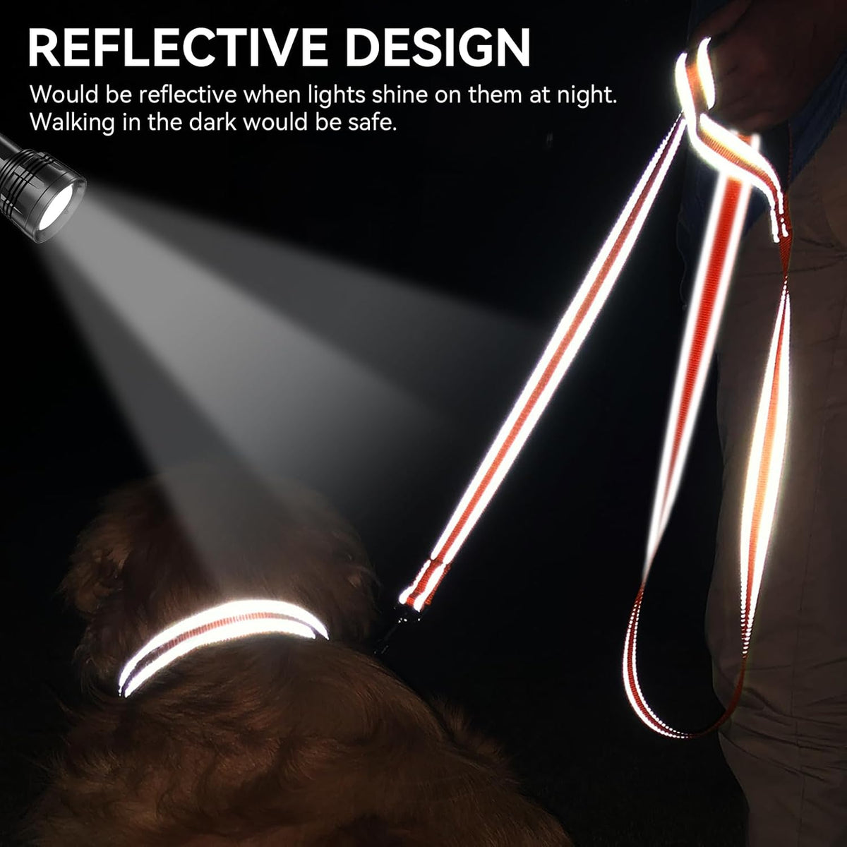 Reflective 5 FT x 1" Dog Leash for Medium and Large Breeds - Orange