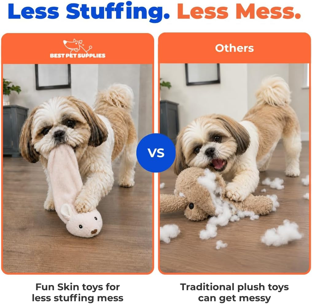 Medium 2-in-1 Stuffless Squeaky Dog Toy - Hare